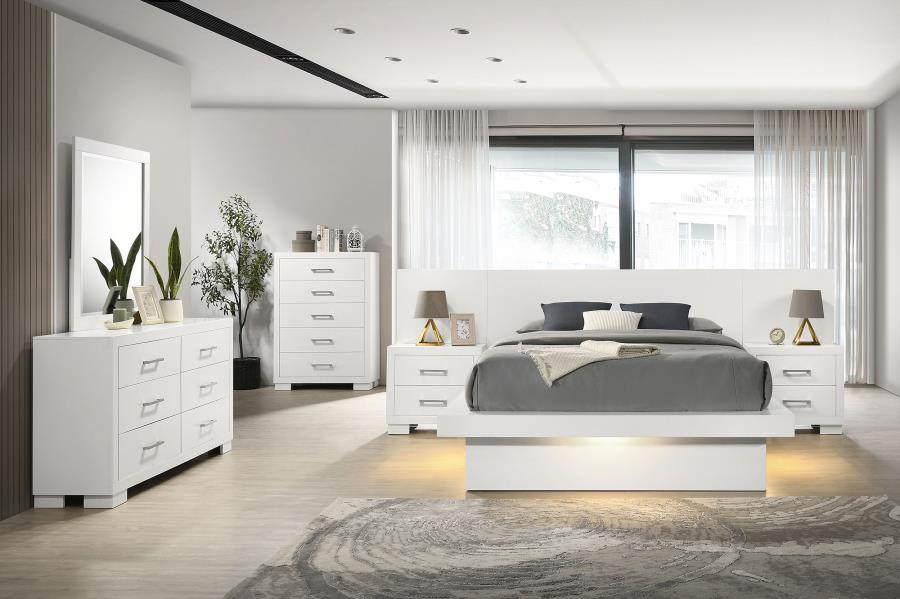 Jessica 6-piece Queen LED Bedroom Set Snow White