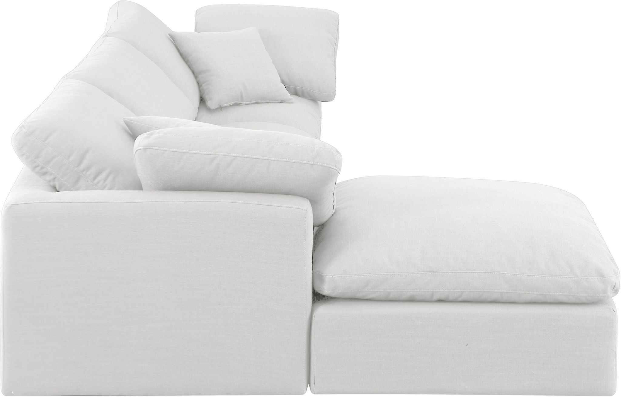 Indulge - Linen 4 Piece Modular Sectional With Chaise - White