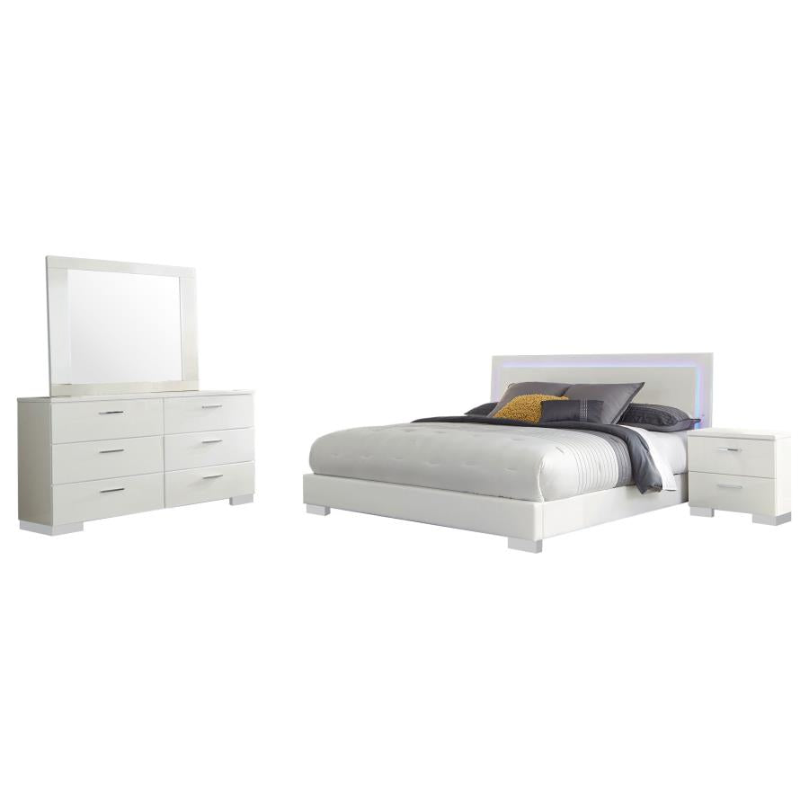 Felicity 4-piece Eastern King Bedroom Set White High Gloss