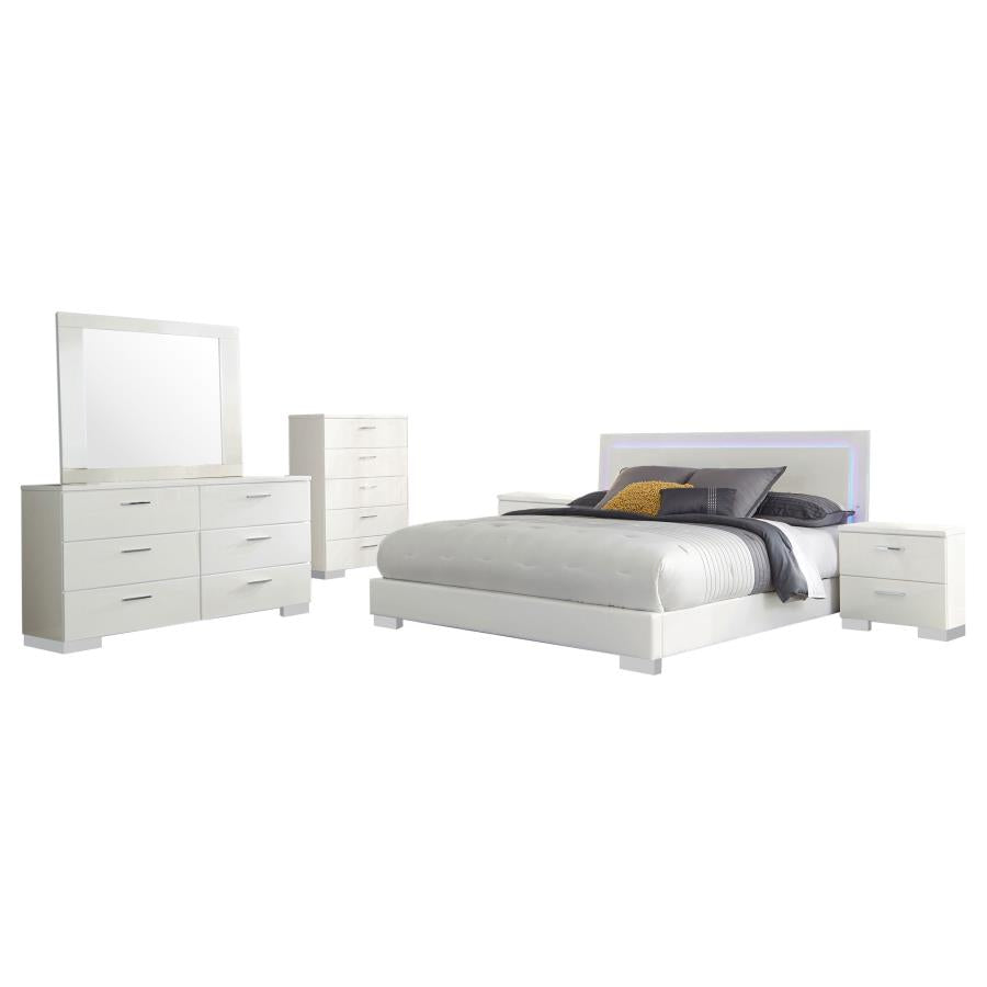Felicity 6-piece Queen Bedroom Set White High Gloss