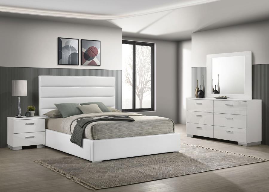 Felicity 4-piece California King Bedroom Set White High Gloss