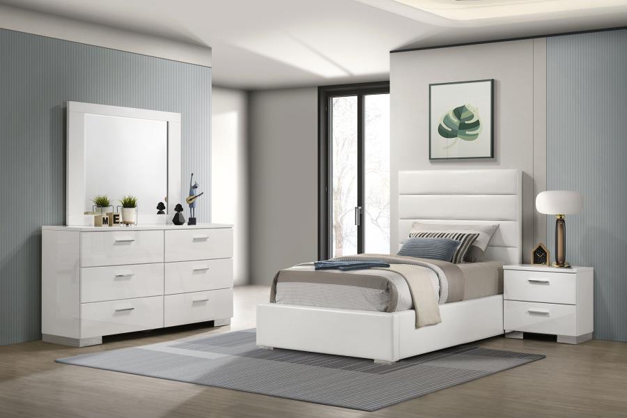 Felicity 4-piece Twin Bedroom Set White High Gloss