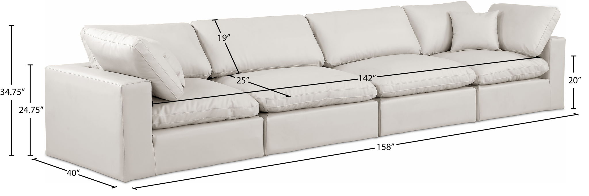 Comfy - Faux Leather Modular Sofa 4 Seats