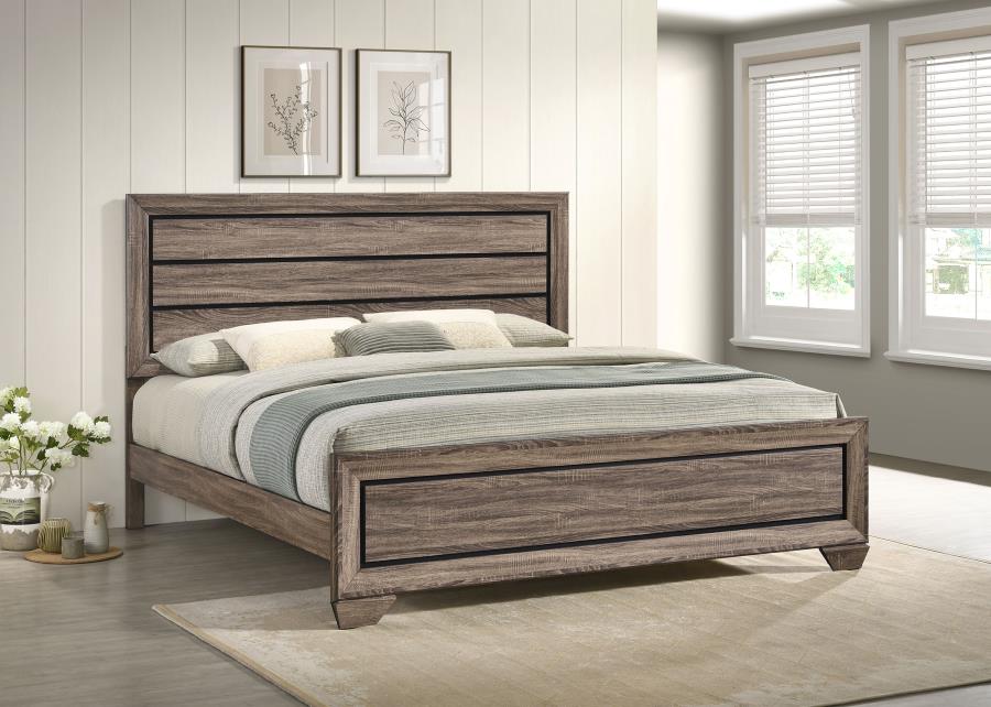 Kauffman Wood Eastern King Panel Bed Washed Taupe