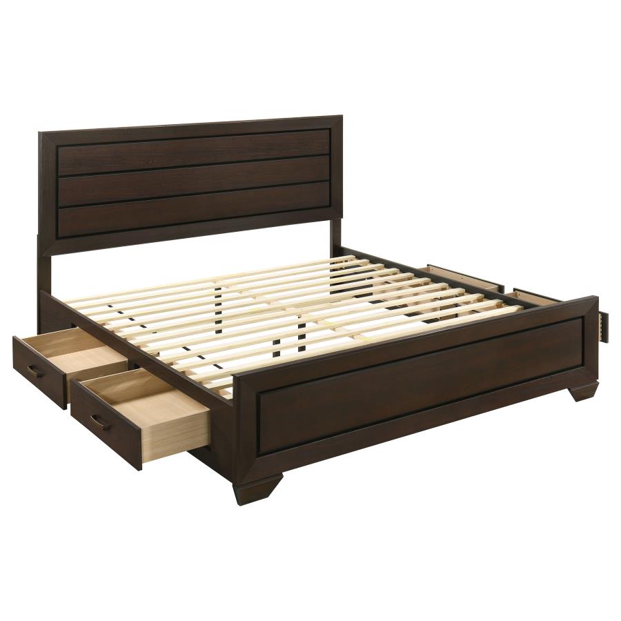 Kauffman Wood Eastern King Storage Panel Bed Dark Cocoa