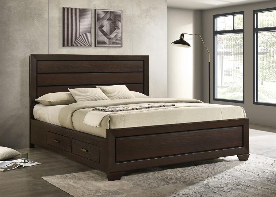 Kauffman Wood California King Storage Panel Bed Dark Cocoa