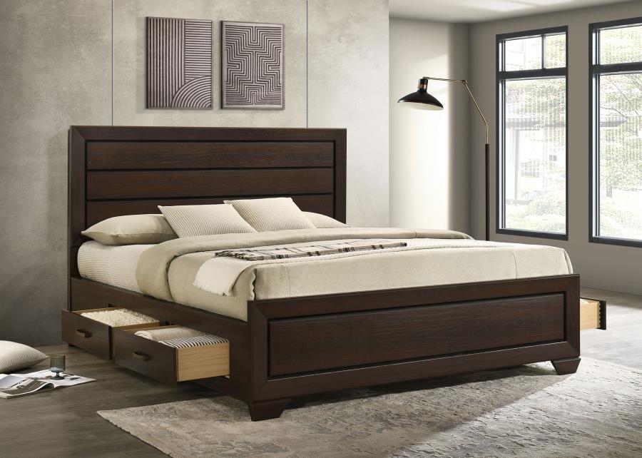 Kauffman Wood California King Storage Panel Bed Dark Cocoa