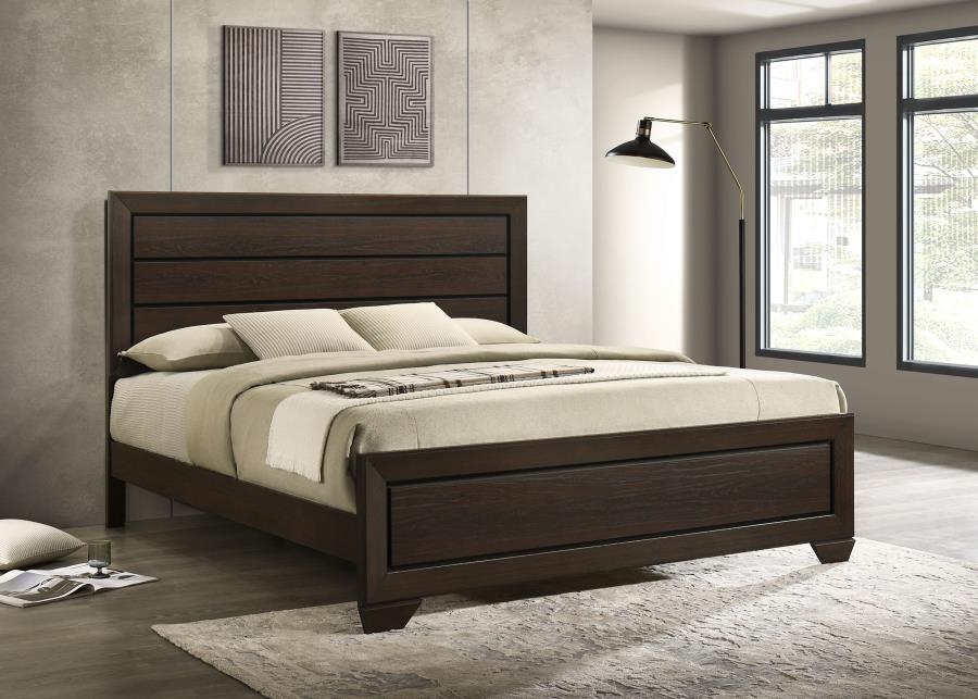 Kauffman Wood Eastern King Panel Bed Dark Cocoa