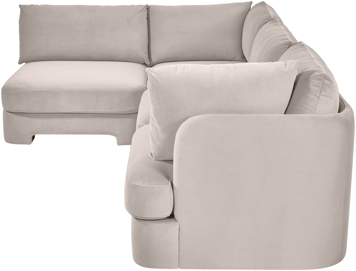 Hammond - Velvet Performance Fabric Upholstered 4 Piece Armless Sectional