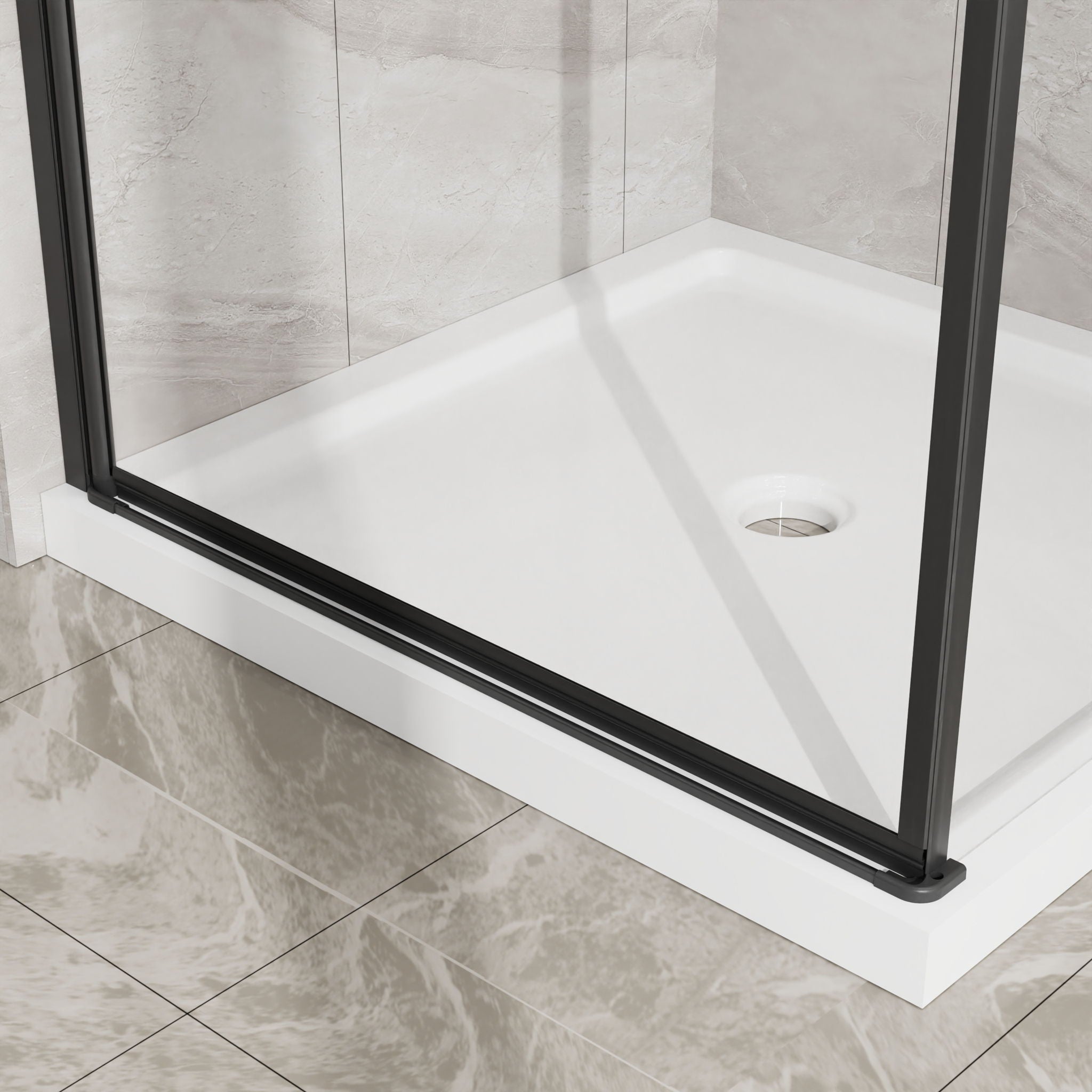 Goodyo - Frameless Corner Shower Door - Matte Black