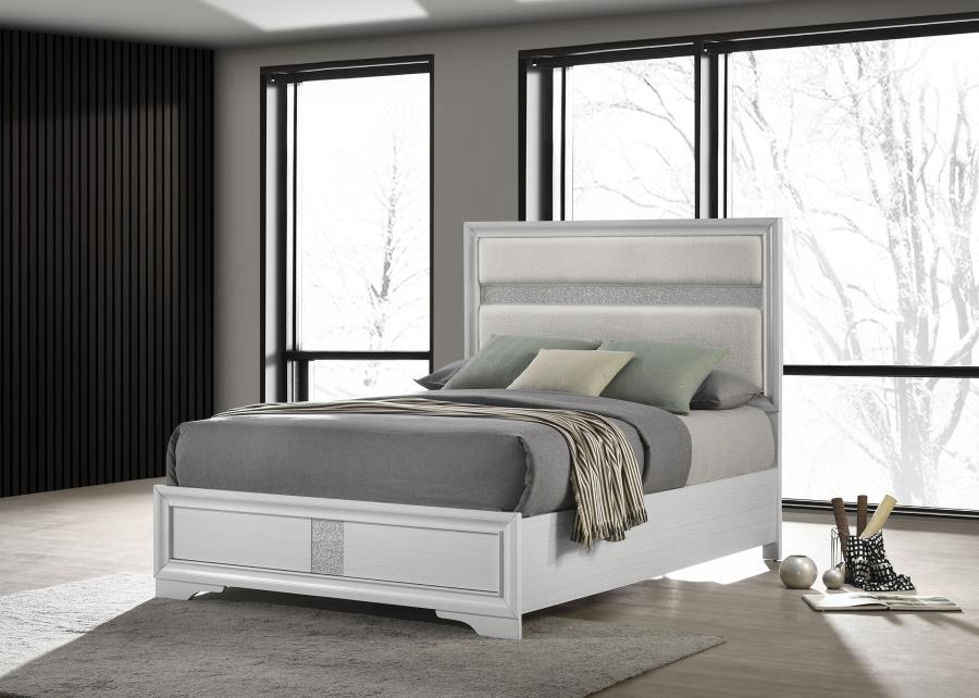 Miranda 54-inch Upholstered Queen Panel Bed White