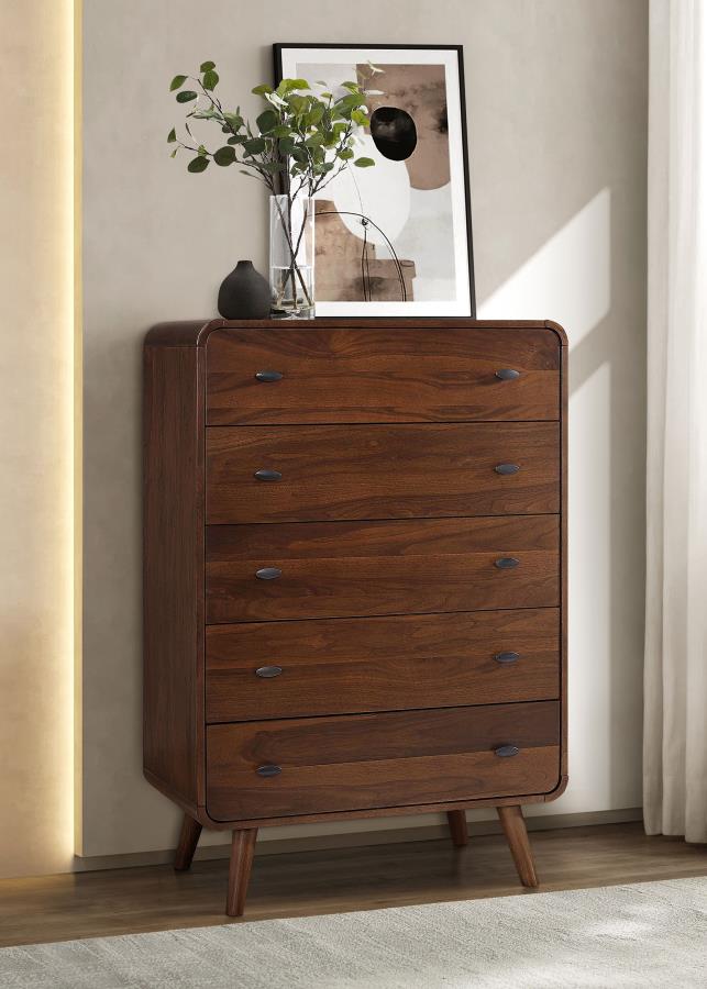 Robyn 5-drawer Bedroom Chest of Drawers Dark Walnut