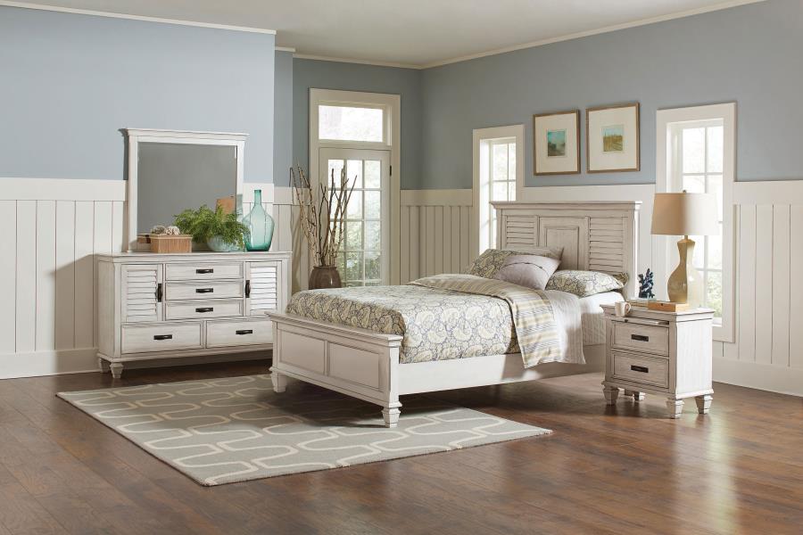 Franco 4-piece Eastern King Bedroom Set Distressed White