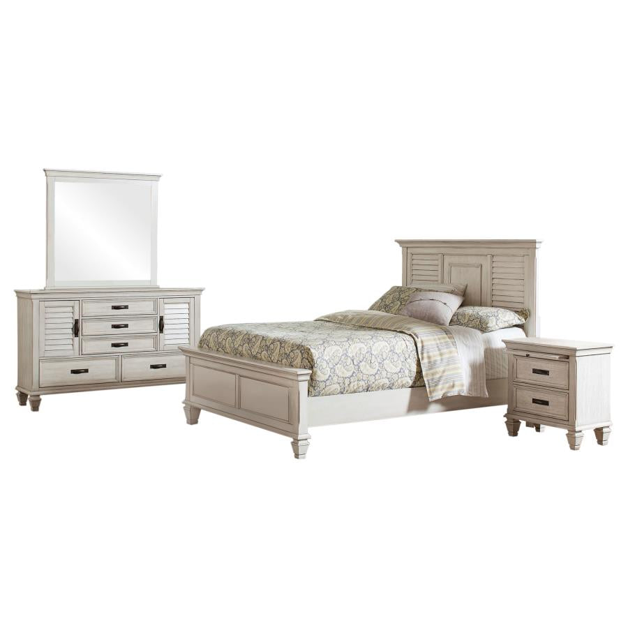 Franco 4-piece Eastern King Bedroom Set Distressed White