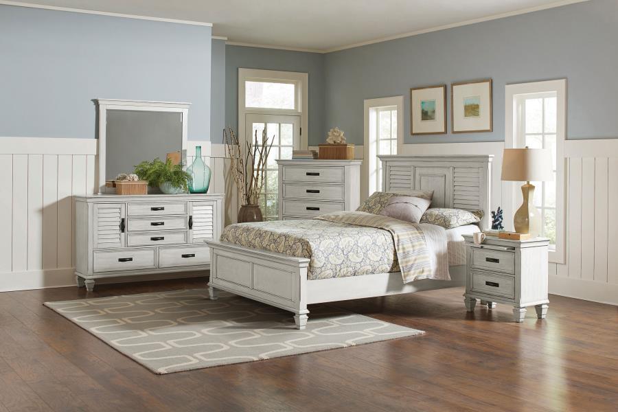 Franco 5-piece Eastern King Bedroom Set Distressed White