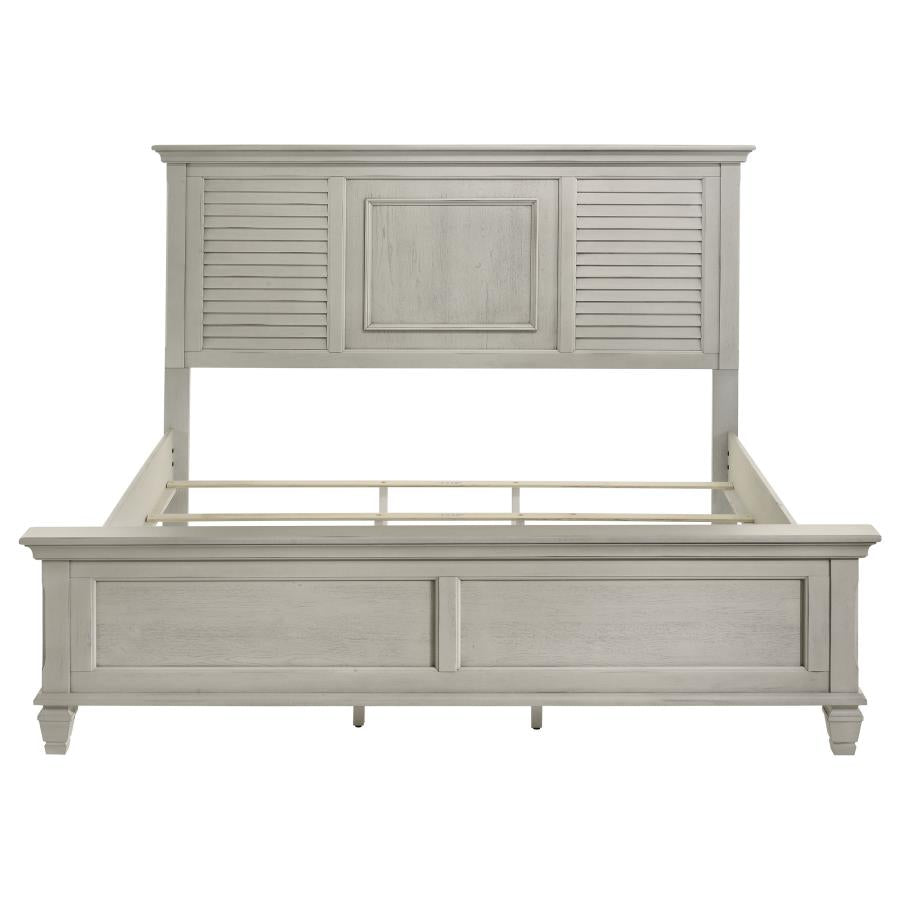 Franco Wood Eastern King Panel Bed Distressed White