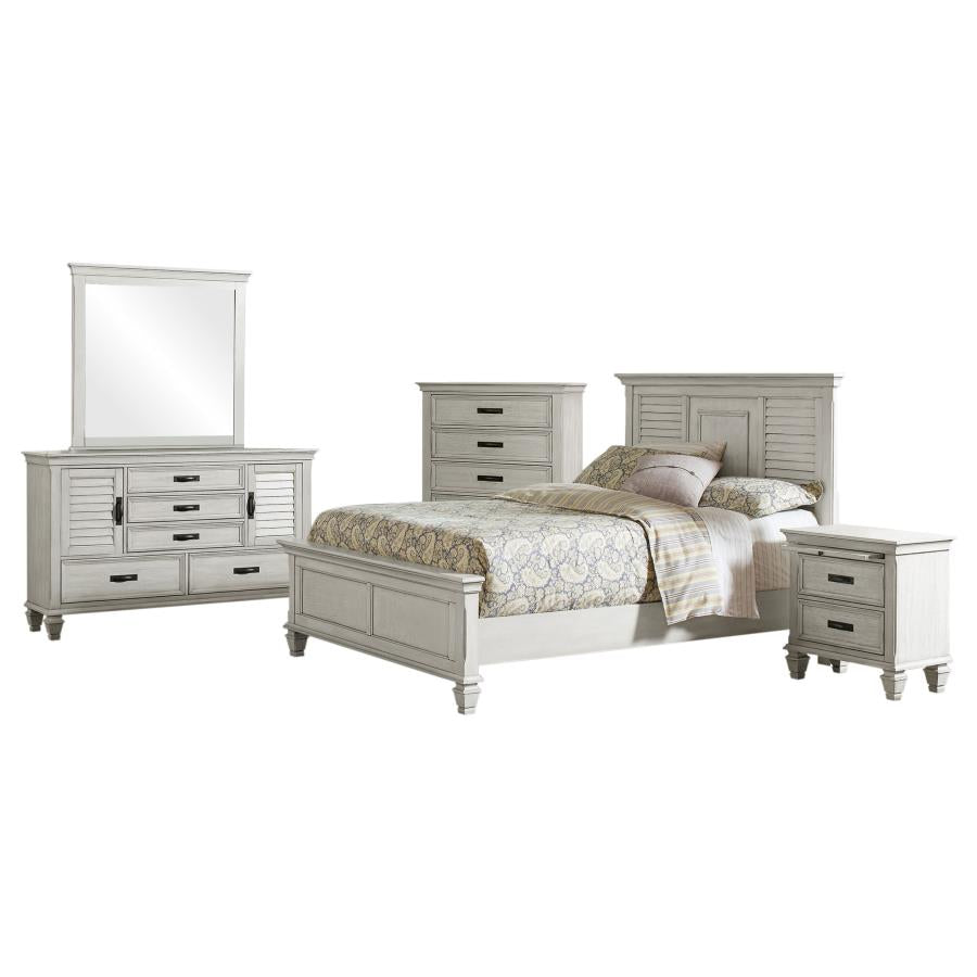 Franco 5-piece Queen Bedroom Set Distressed White