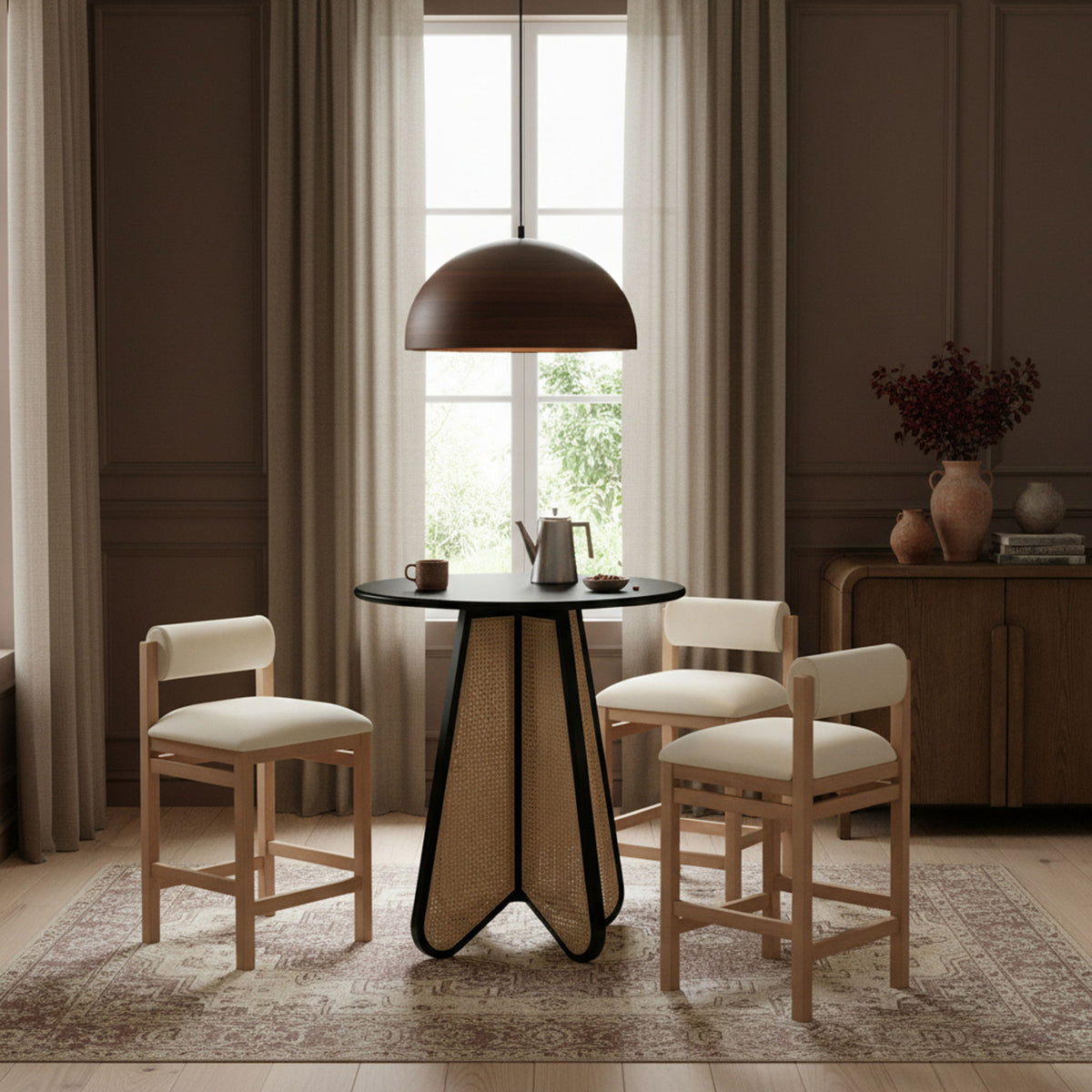 Butterfly - Solid Wood And Natural Cane Table