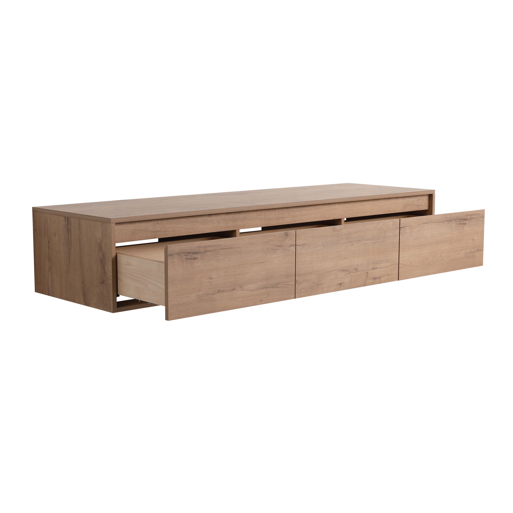 Modern Minimalist 60" Bathroom Cabinet With Soft Close Drawers And Floating Mounting Design - Imitative Oak
