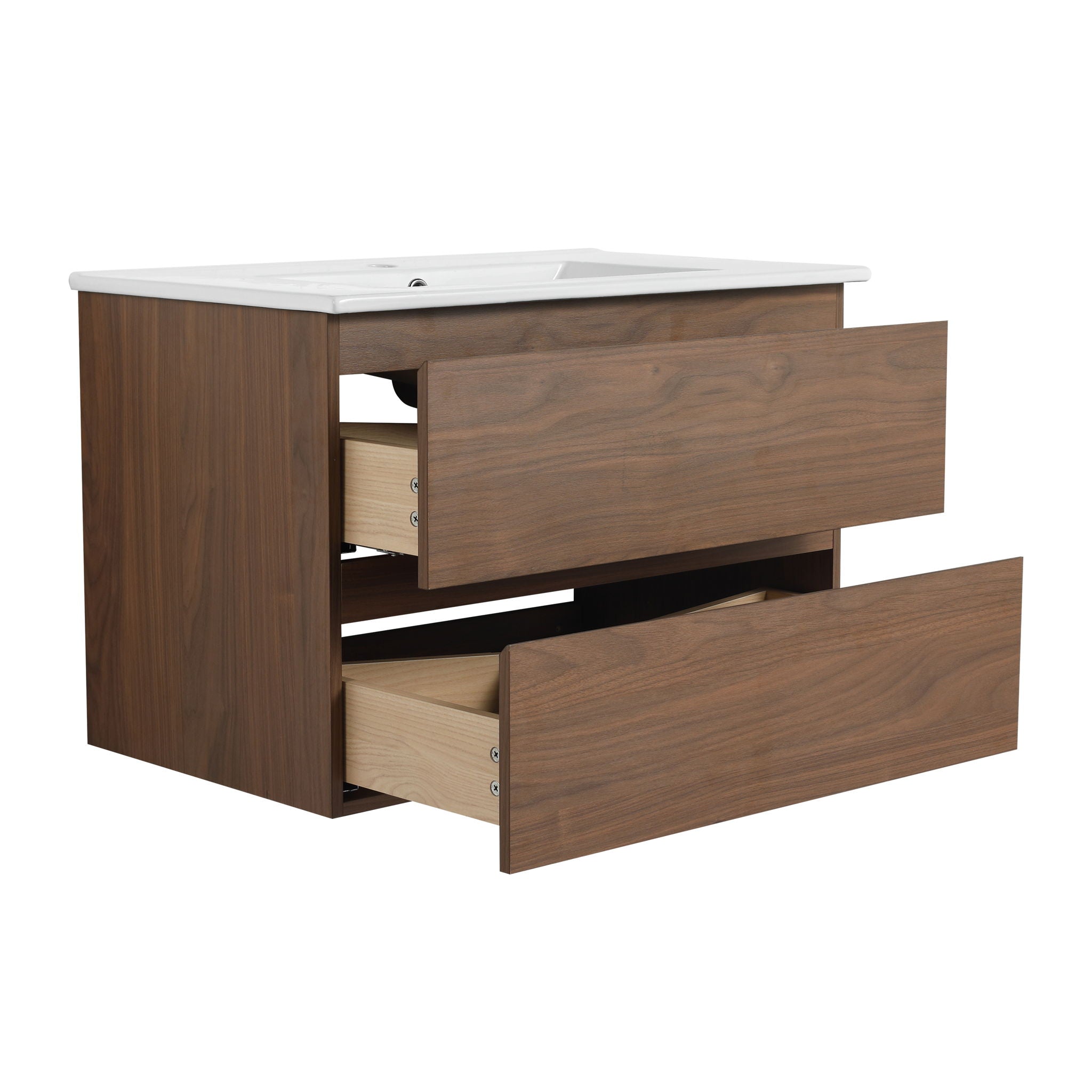 Wall Mounted Bathroom Vanity & Sink, 2 Soft Close Drawers