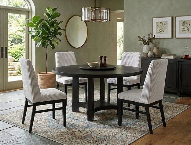 Jeffries Brown Round Dining Table with Lazy Susan