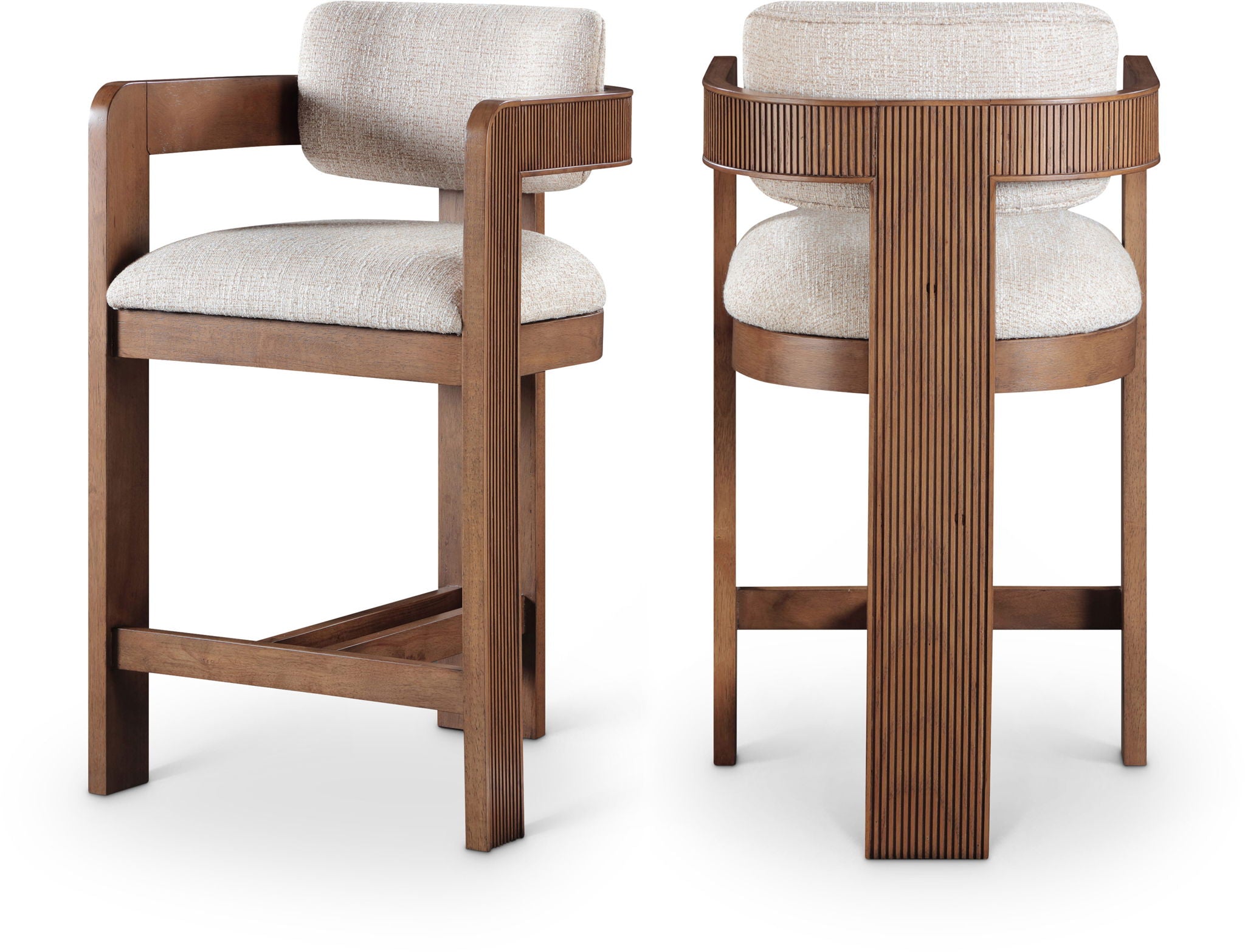 Sacha - Linen Stool With Brown Base