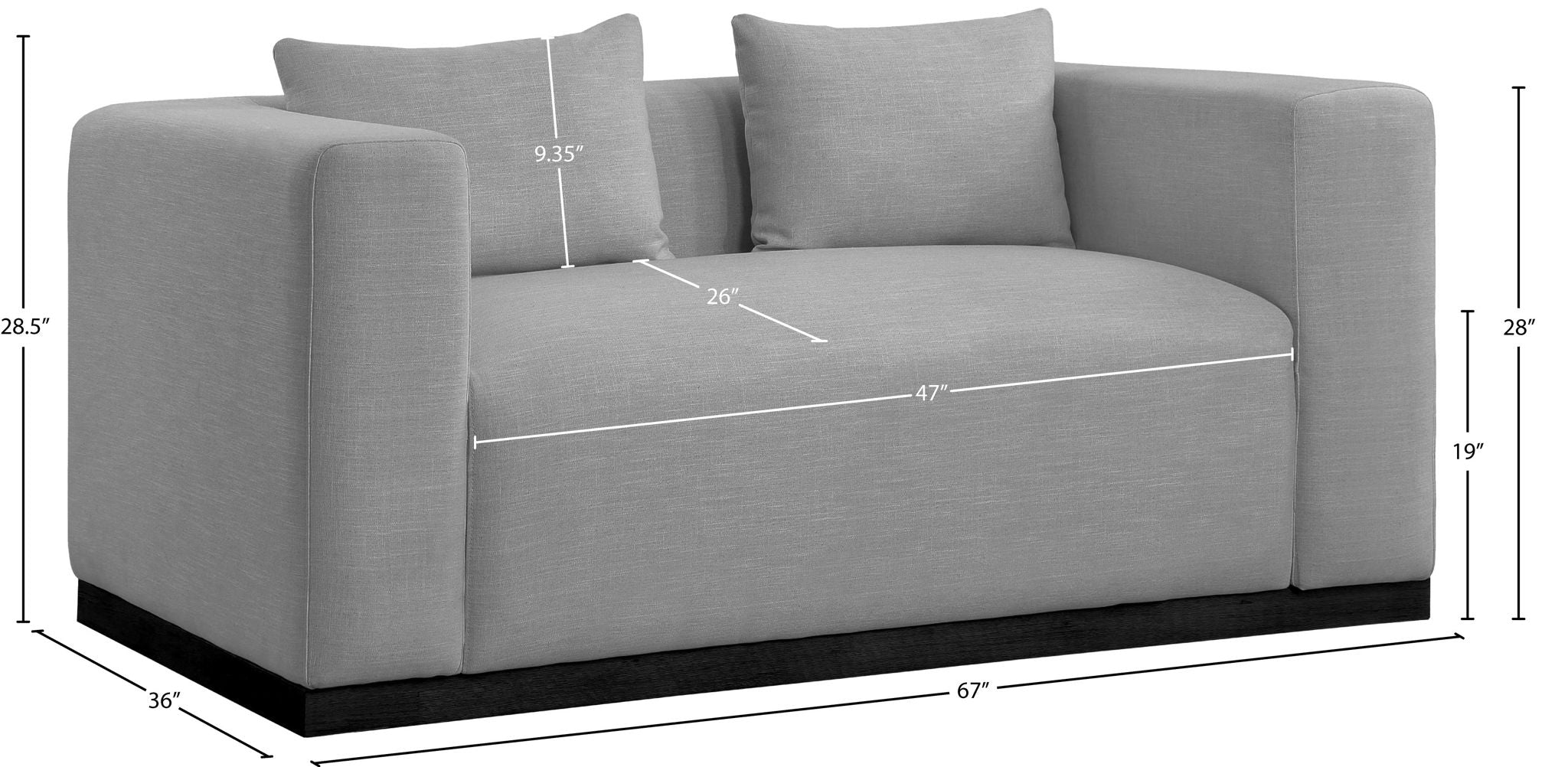 Alfie - Linen Textured Fabic Loveseat