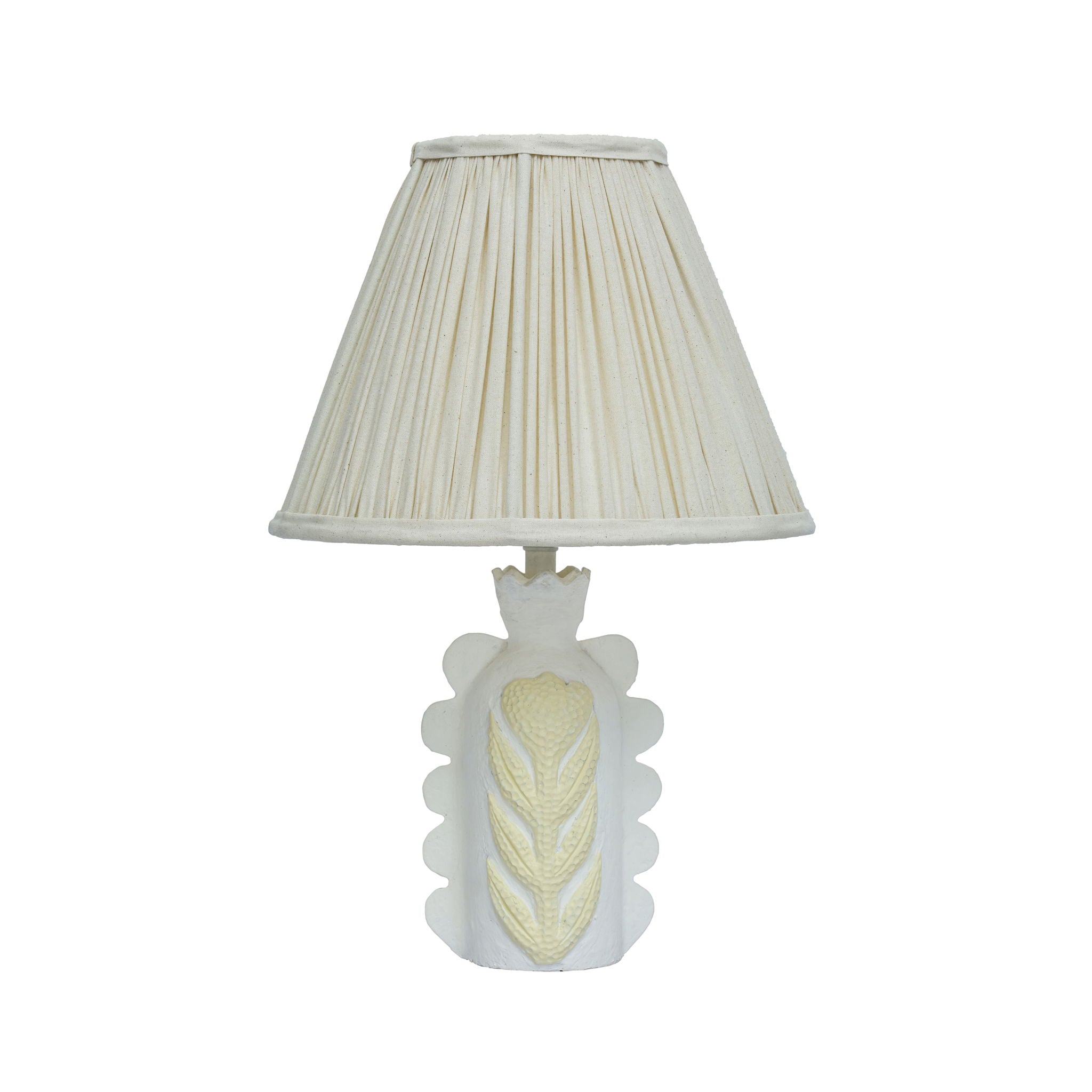 Edith - Scalloped Papier Mache Flower Pleated Table Lamp - Cream
