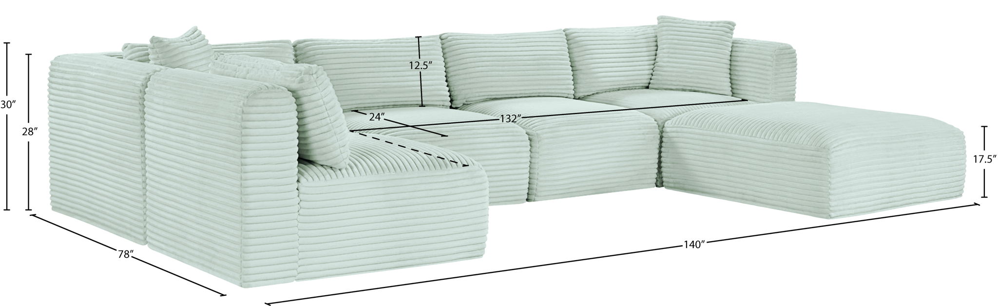 Shaggy - 6 Piece Modular U-Shaped Sectional