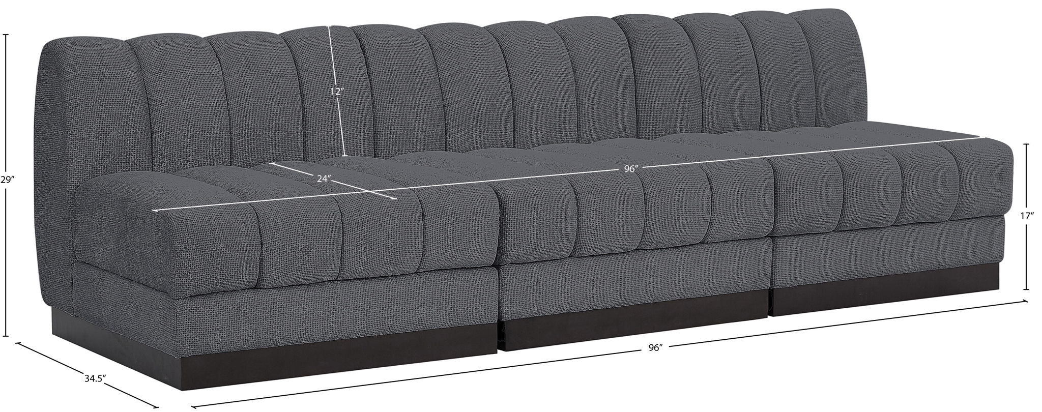 Quinn - 3 Seat Modular Armless Sofa