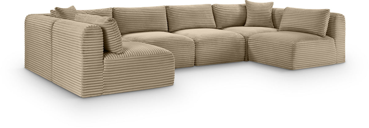 Shaggy - Fabric 6 Piece Modular U-Shaped Armless Sectional