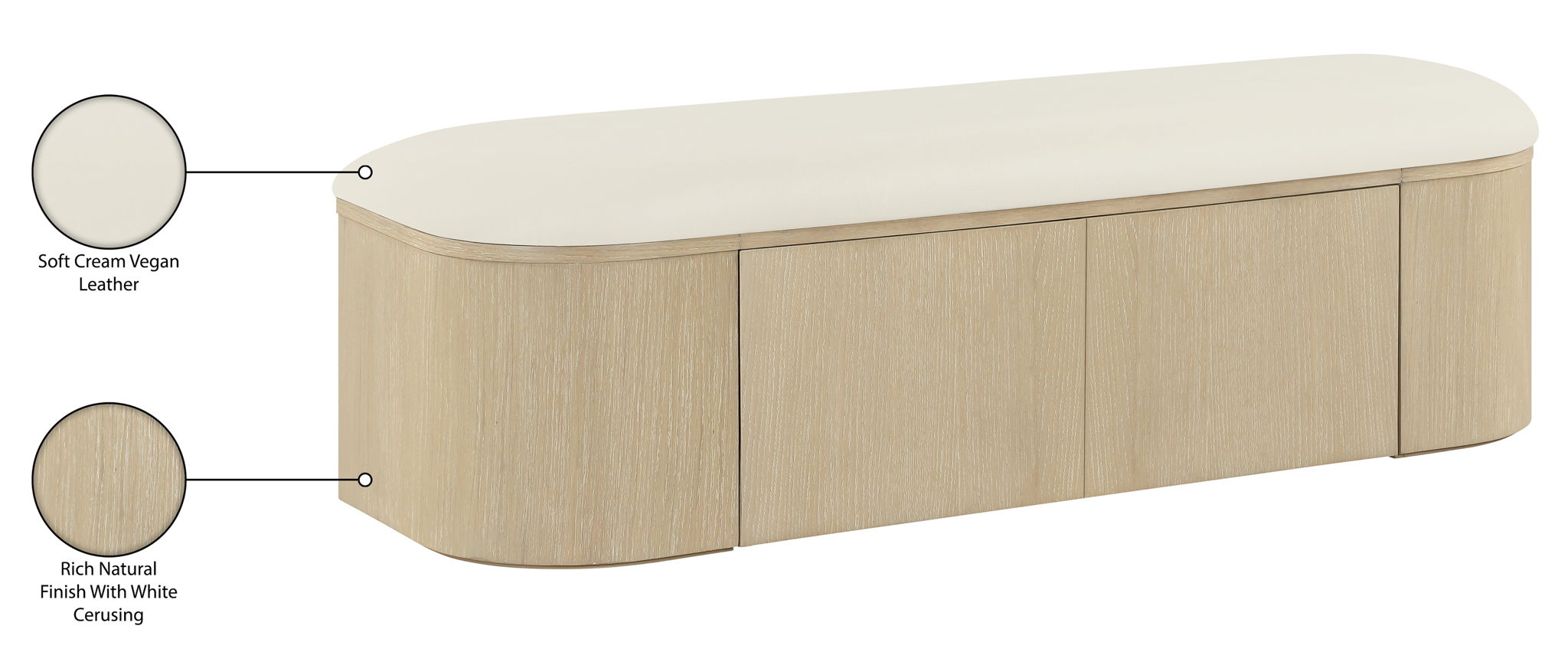 Velden - Upholstered Storage Bench With Stained Natural Base