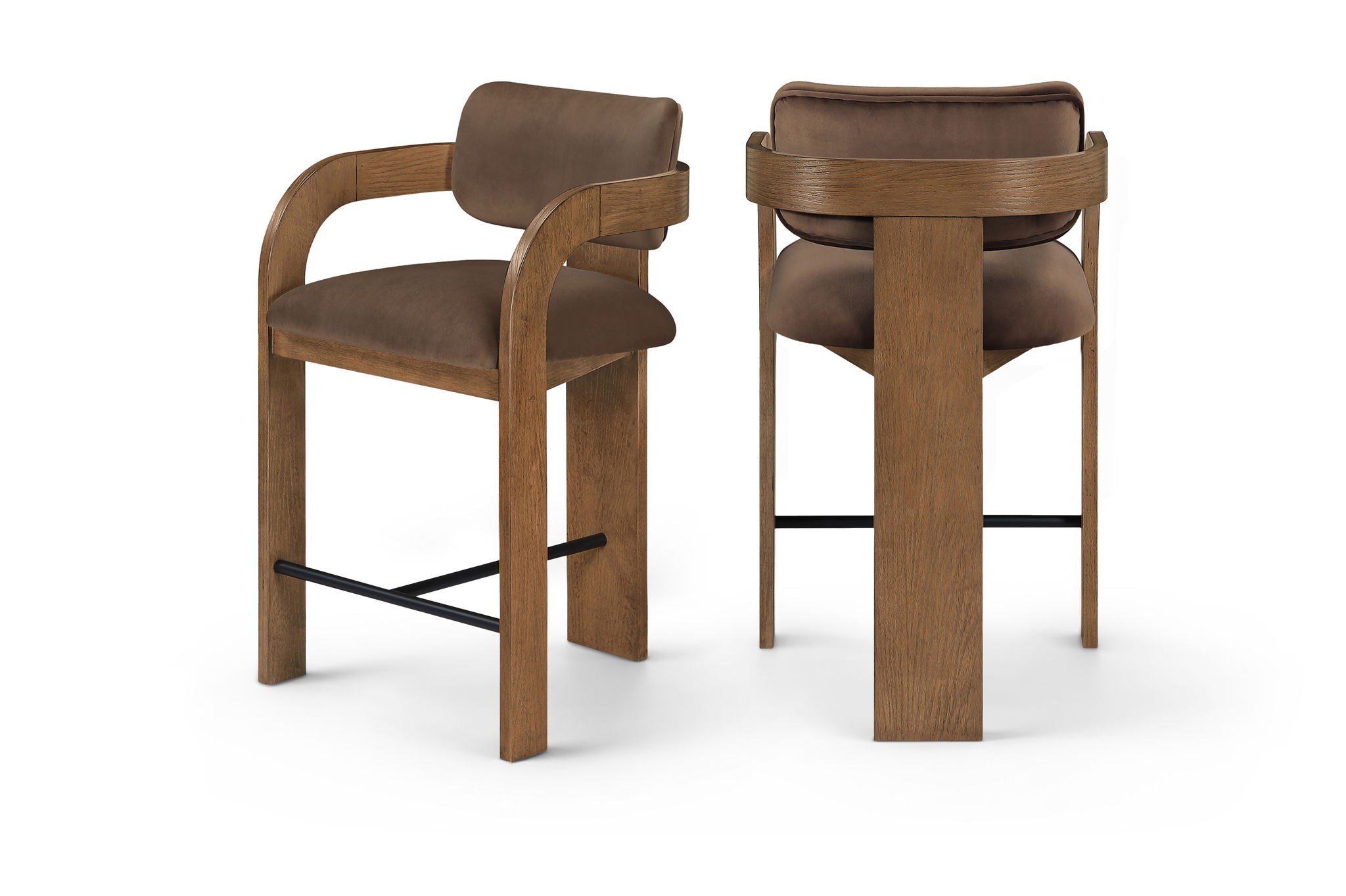 Cedra - Velvet Performance Fabric Upholstered Counter Stool - Brown Frame