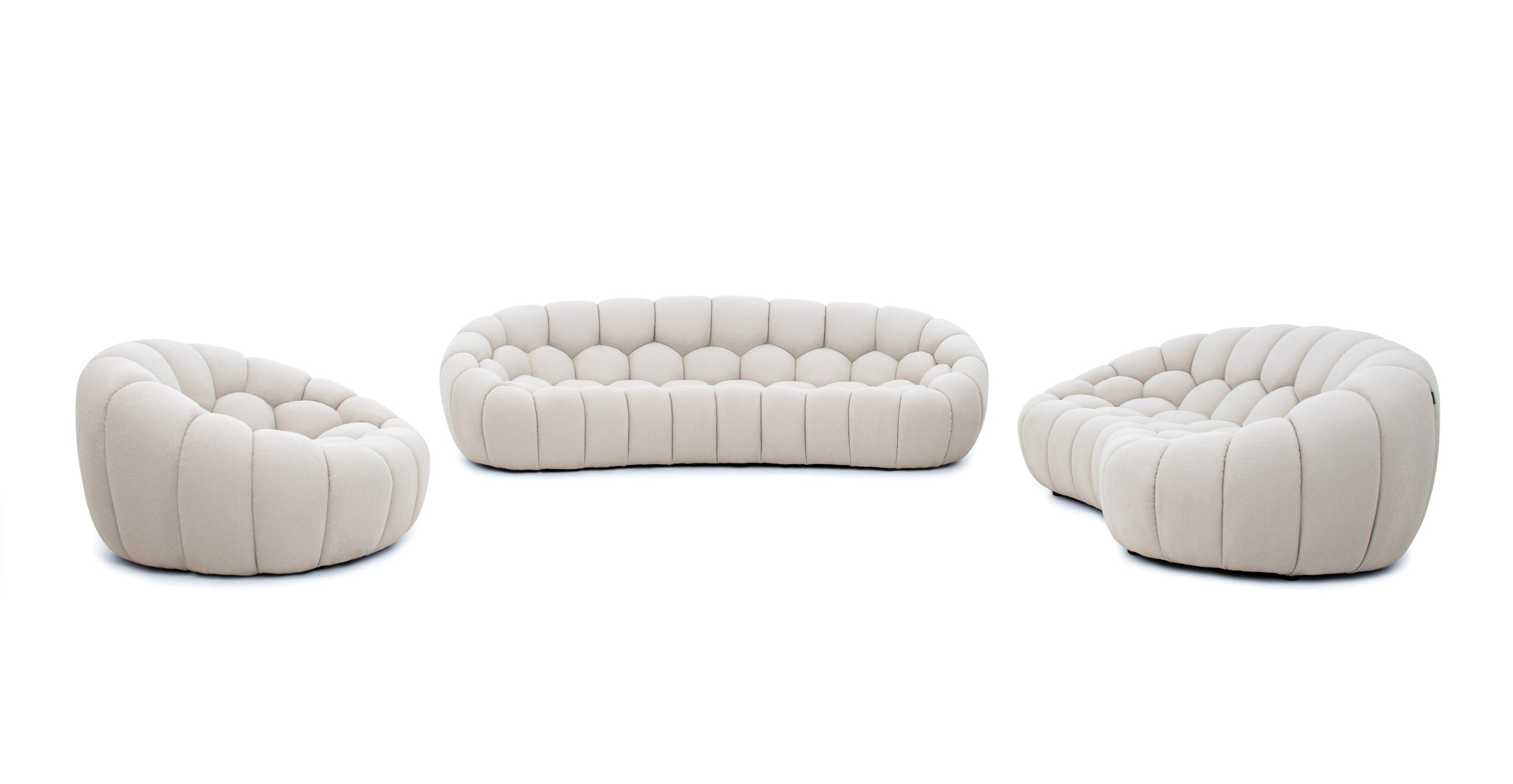 Divani Casa Yolonda - Modern Curved Beige Fabric Sofa Set