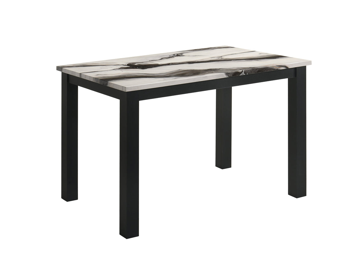 Resia Black/Brown 5-Piece Faux Marble Dining Set
