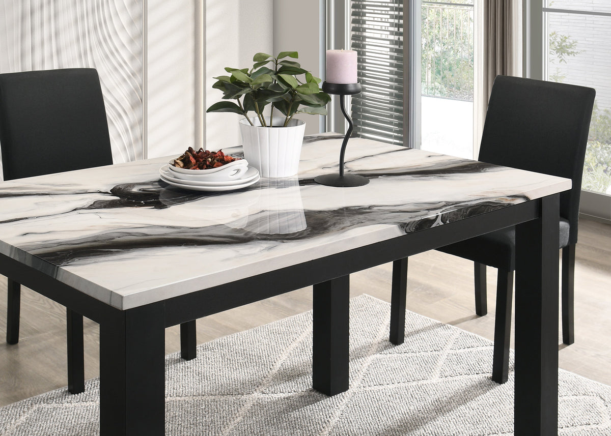 Resia Black/Brown 5-Piece Faux Marble Dining Set