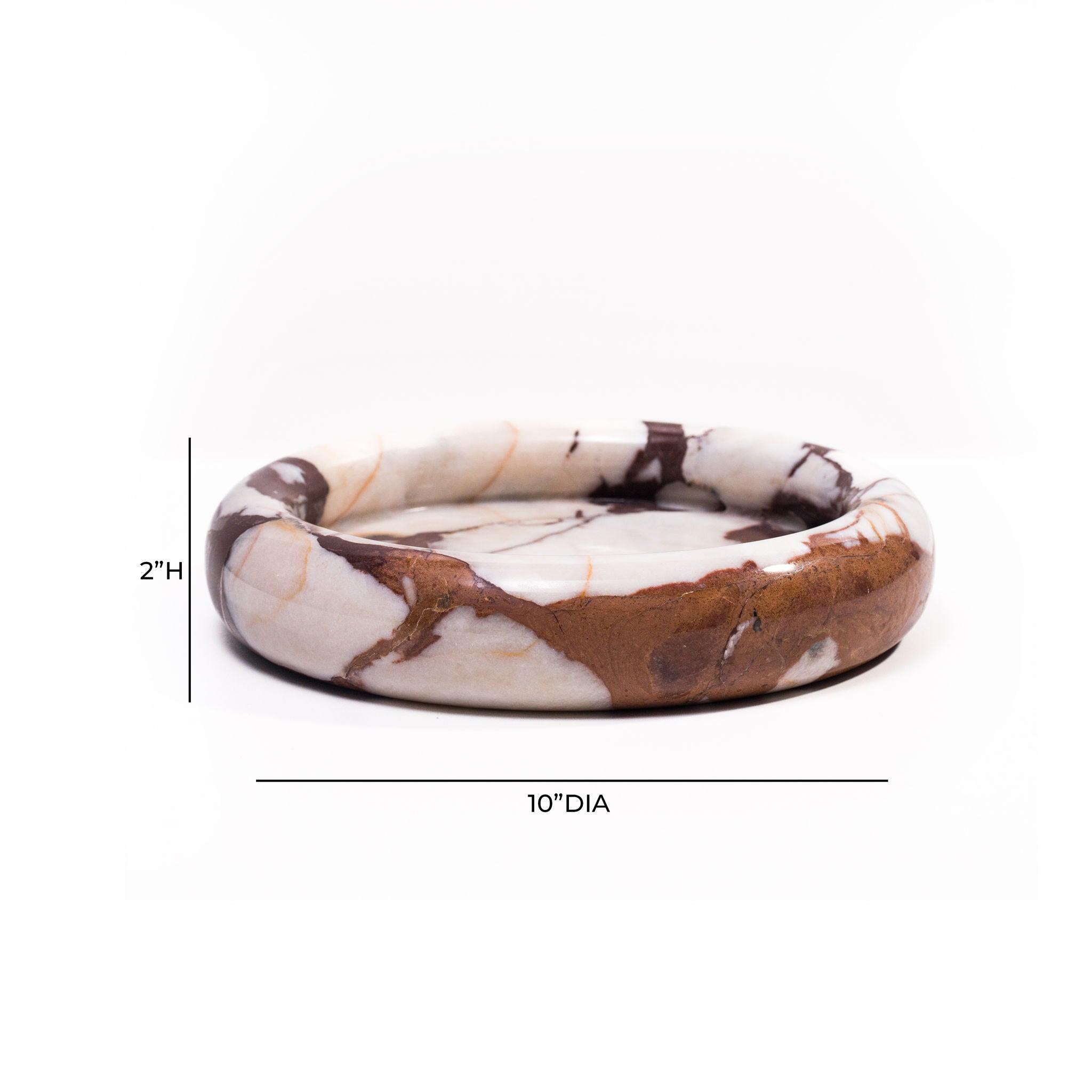 Marble Round Edged Catch-All - Breccia / White / Brown