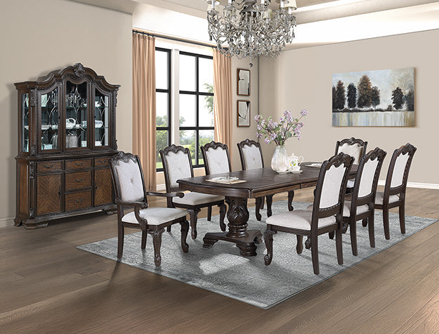 Kiera Coffee Brown / Beige Arm Chair, Set of 2