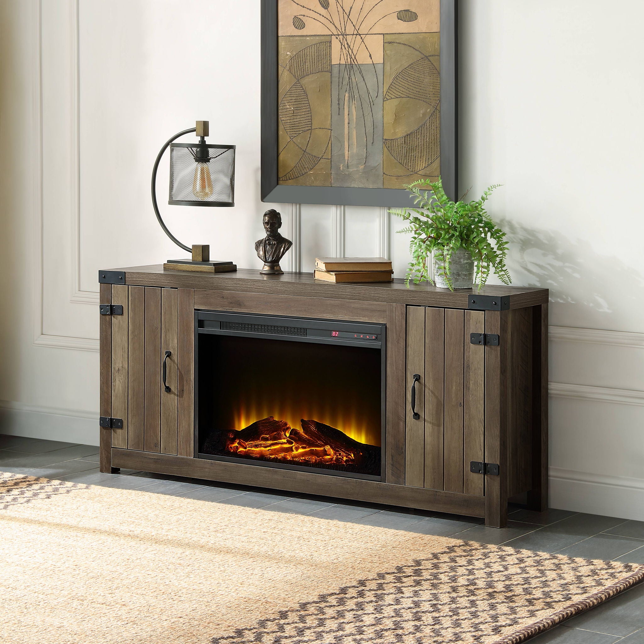 Tobias - Fireplace - Oak / Rustic