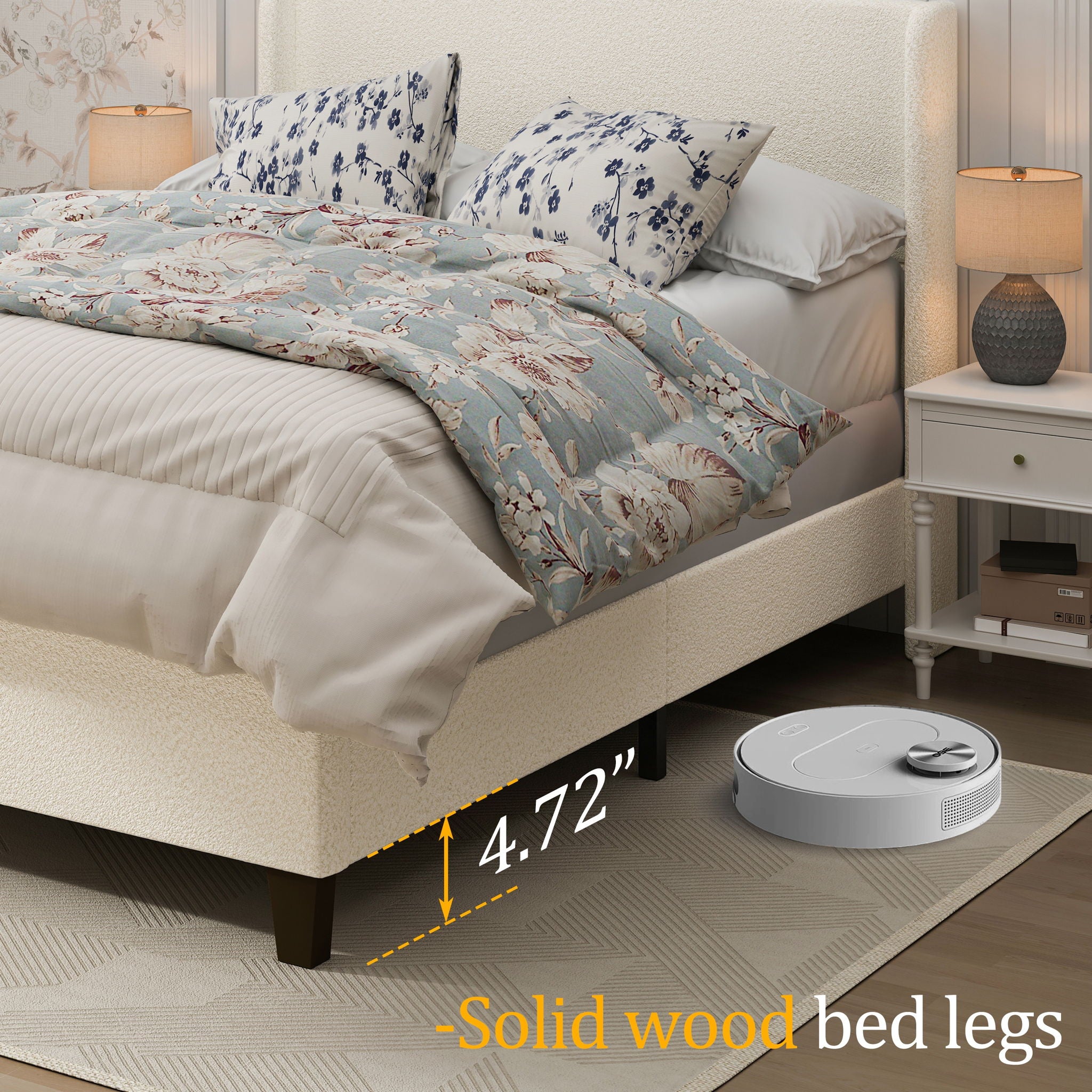 Platform Bed Frame With Tall Headboard And High Footboard