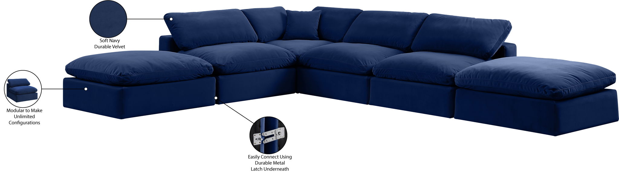 Comfy - 6 Piece Velvet Modular Sectional