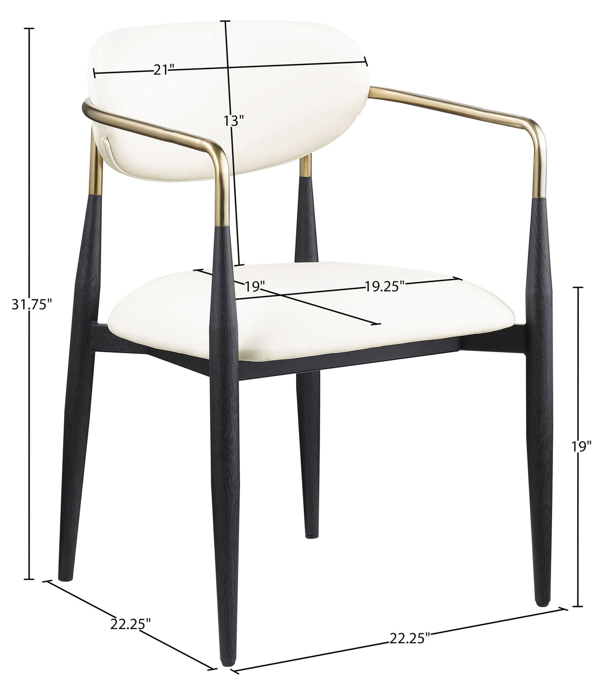 Ronda - Vegan Leather Upholstered Dining Arm Chair - Black Legs