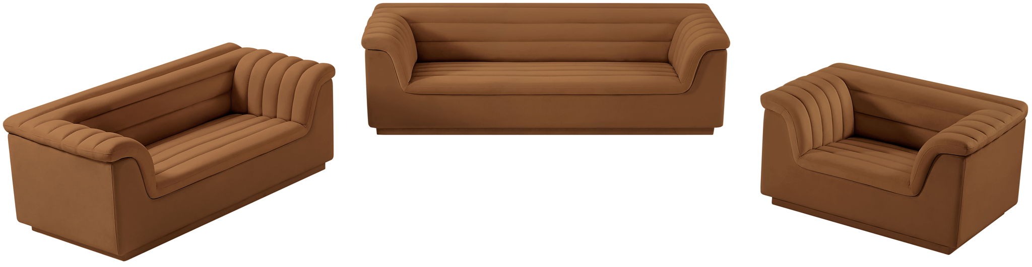 Cascade - Velvet Loveseat - Saddle