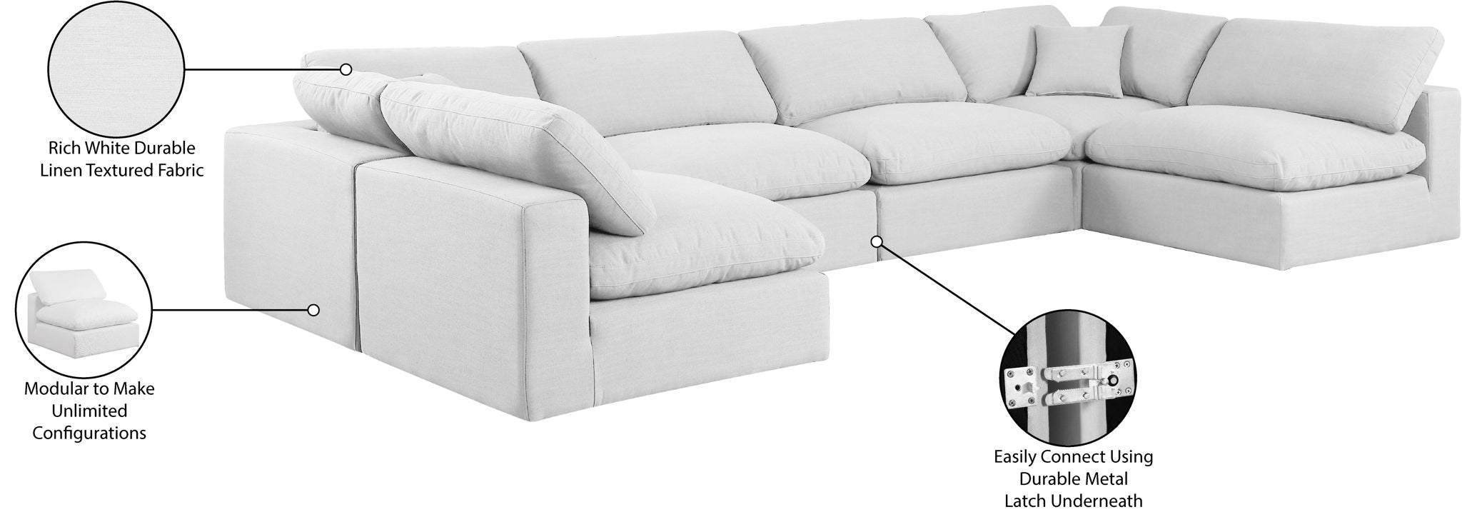 Comfy - 6 Piece Linen Modular Armless Sectional