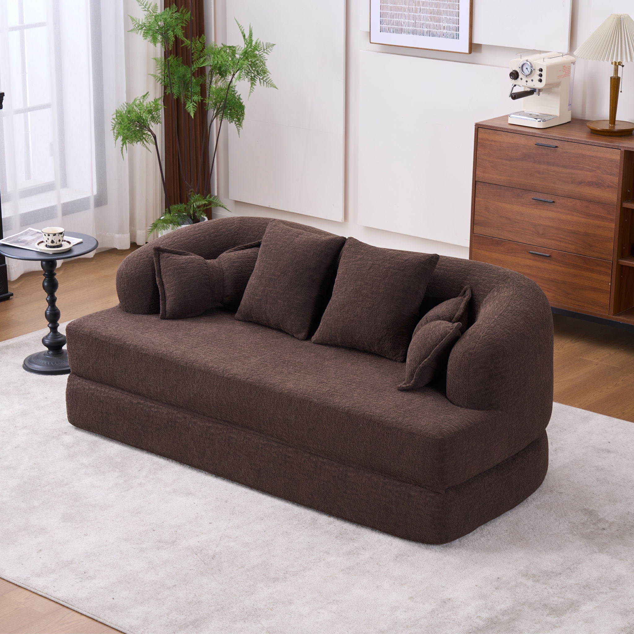 Foldable Sofa Bed, Boneless Couch Convertible Sleeper With 4 Pillows