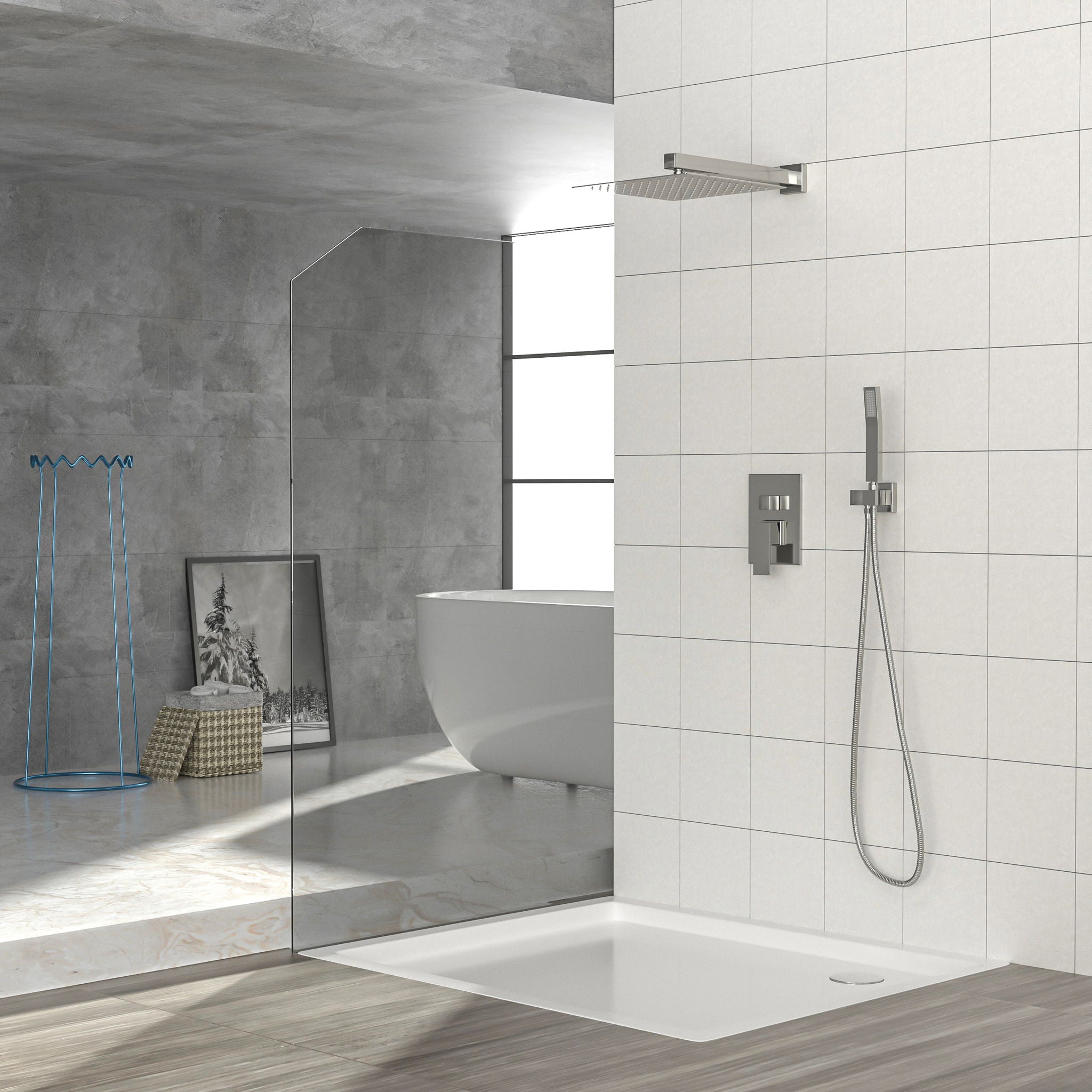 Dual Shower Head 10" Wall Mounted Square Shower System