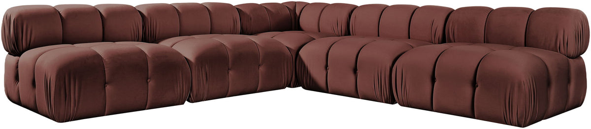 Orin - Velvet Fabric 5 Piece Modular Sectional