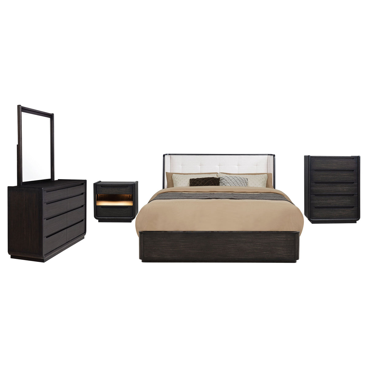 Leandro 5-piece Bedroom Set Burnished Black