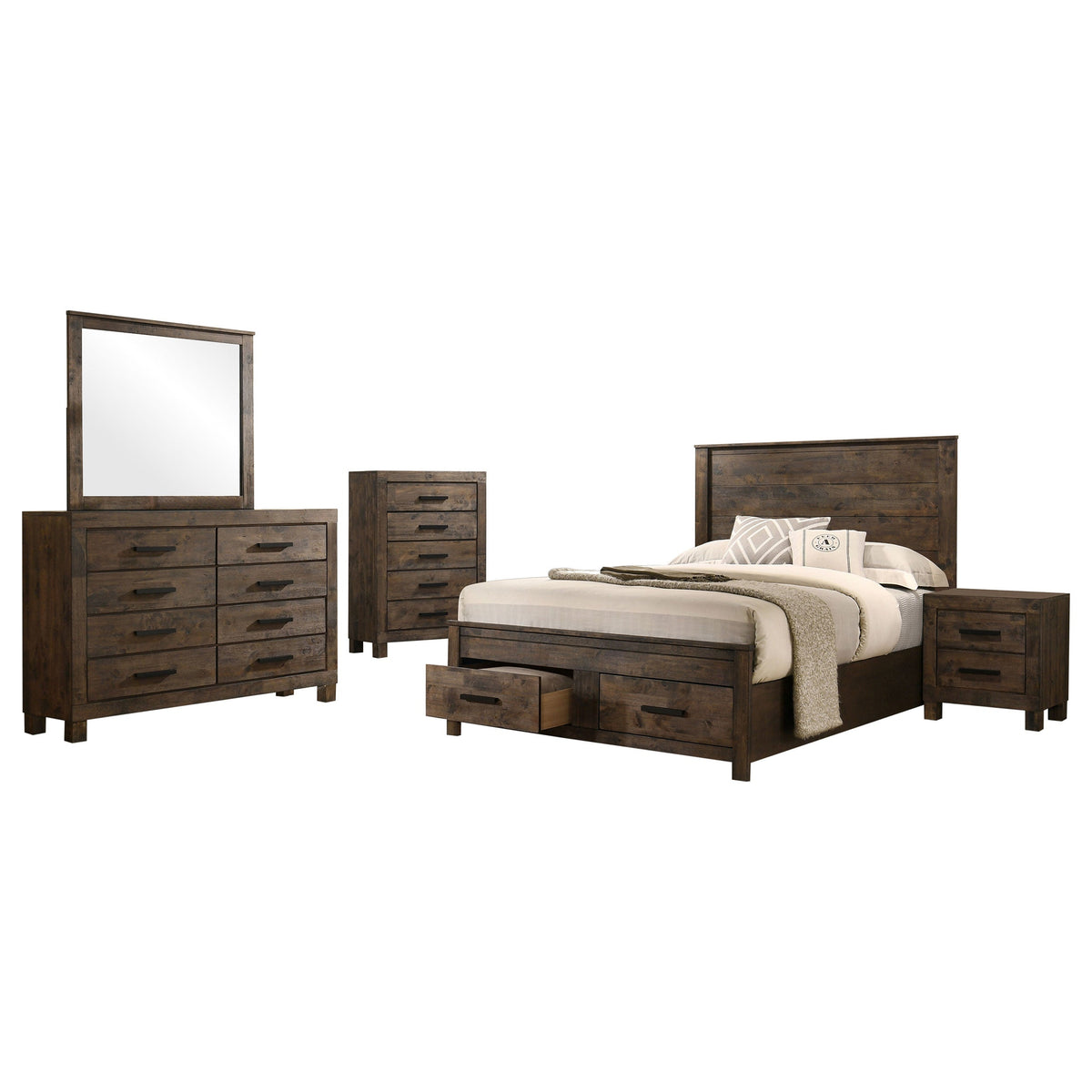 Woodmont 5-piece Queen Bedroom Set Rustic Golden Brown