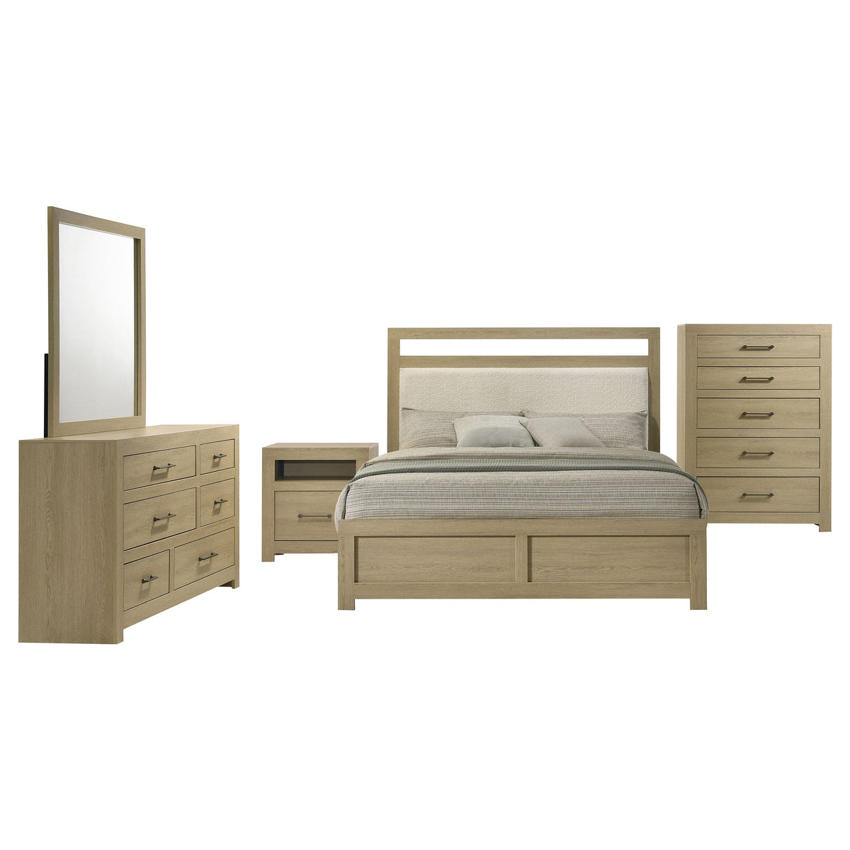 Hendricks 5-piece Bedroom Set Light Oak